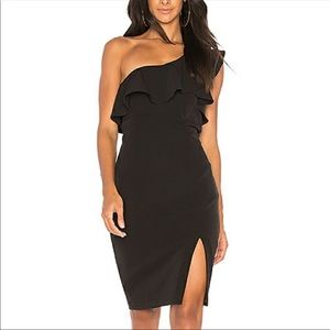 Bardot one shoulder ruffle dress